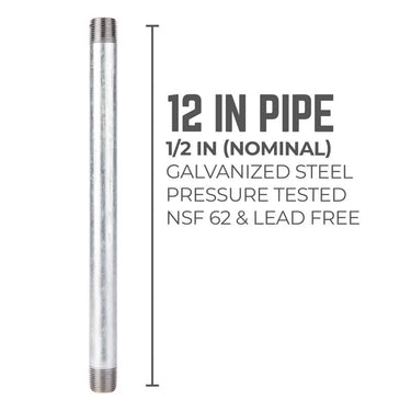 STZ Industries 1/2 in. MIP each X 1/2 in. D MIP Galvanized Steel 12 in. L Nipple