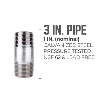 STZ Industries 1 in. MIP each X 1 in. D MIP Galvanized Steel 3 in. L Nipple