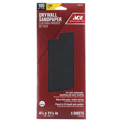 Ace 11-1/4 in. L X 4-1/4 in. W 100 Grit Silicon Carbide Drywall Sanding Sheet 5 pk