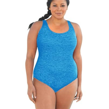 Women's Penbrooke Krinkle Cross-Back Chlorine Resistant Swimsuit (Sea Blue) Size 22W