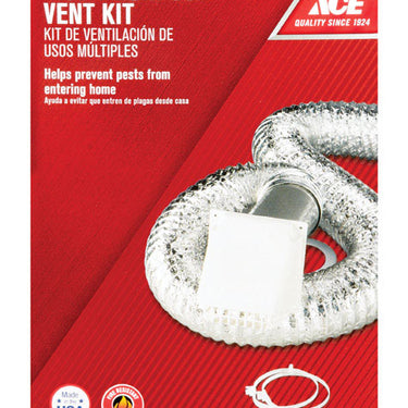Ace 96 in. L X 4 in. D Silver/White Aluminum Dryer Vent Kit
