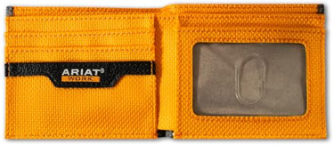 Ariat Men's Work Wallet Bifold Stacked Logo Woven Patch Grey