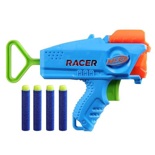 NERF Elite Junior Racer Easy Play Dart Blaster Outdoor Toys for 6 Year Old Boys & Girls & up