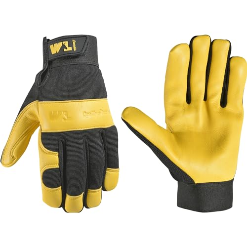 Wells Lamont Men's Deerskin Goldenrod Leather Gloves, Soft Hybrid Leather, Medium
