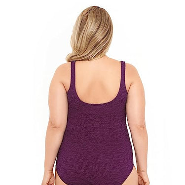 Women's Penbrooke Krinkle Chlorine Resistant Swimsuit (Eggplant) Size 20W