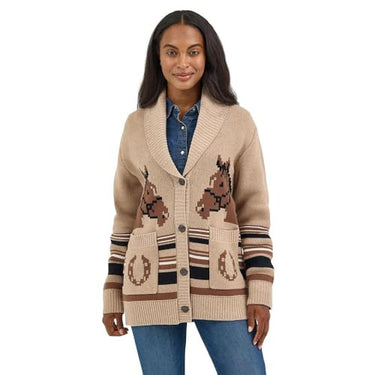 Wrangler Women's Brown Horseshoe Cardigan (Brown) Size M