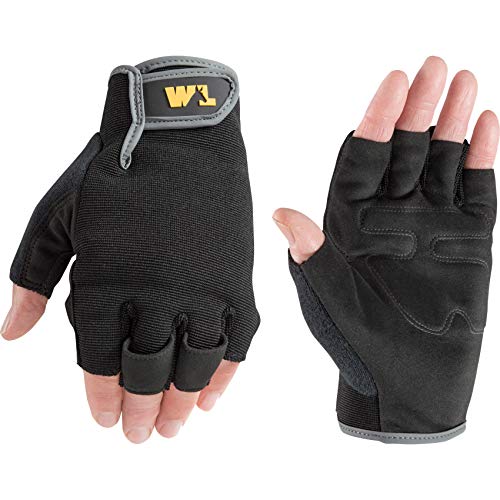 Wells Lamont Men’s Fingerless Synthetic Leather Work Gloves Large