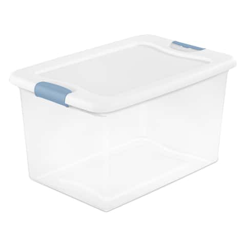 Sterilite 64 qt Clear/White Latch Storage Box 13-1/2 in. H X 23-3/4 in. W X 16 in. D Stackable