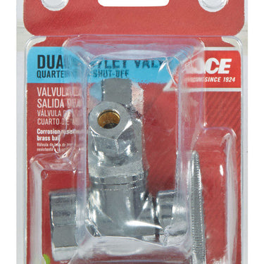 Ace 1/2 in. FIP in. X 1/4 in. Compression Brass Dual Shut-Off Valve