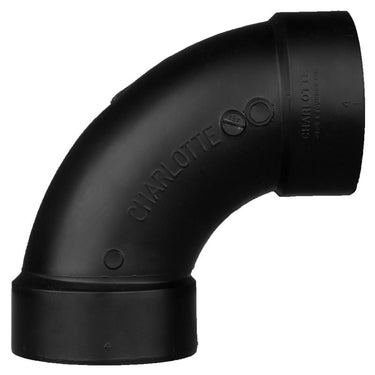 Charlotte Pipe 4 in. Hub X 4 in. D Hub ABS 90 Degree Elbow