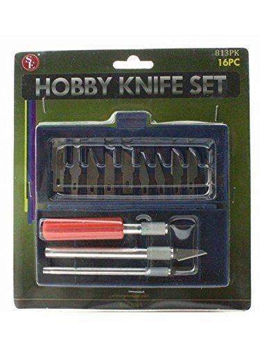 Hobby Precision Knife Set with Case Easy-Grip Handles 16 Pieces.