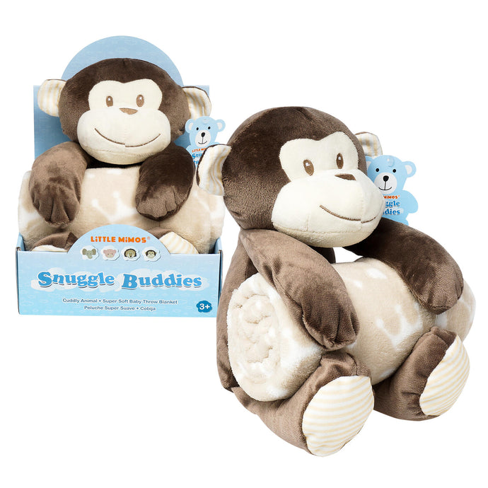 Snuggle Buddies Blanket W/ Monkey Plush- Brown and Beige