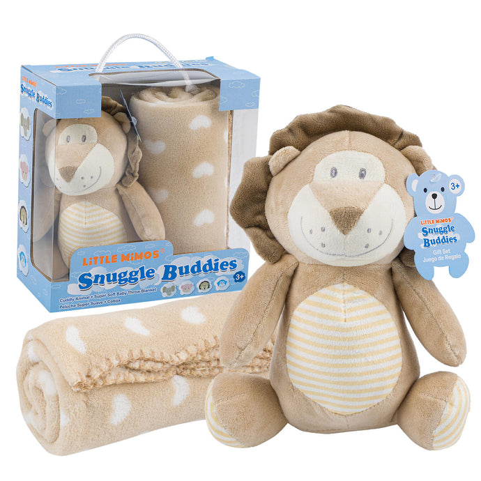 Blanket W/ Lion Plush Toy- Beige and White