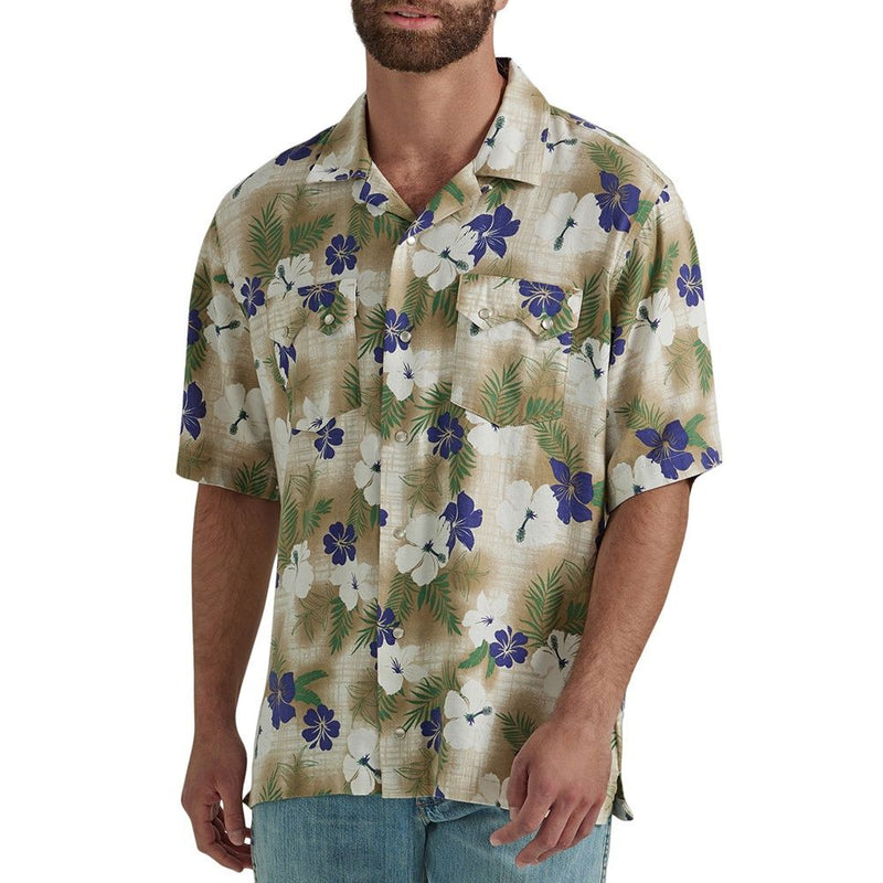 Load image into Gallery viewer, Wrangler Mens XXL Hibiscus Print Coconut Cowboy Shirt
