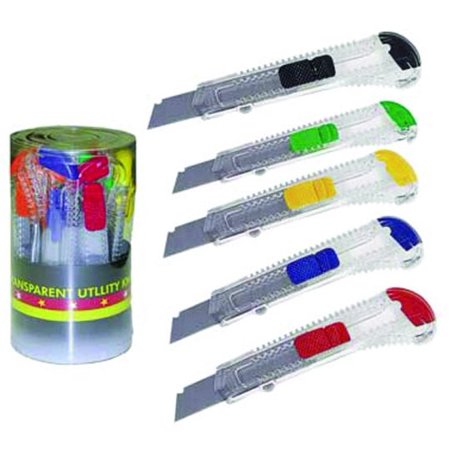 6" Plastic Body Slide Lock Utility Knife, Assorted Colors