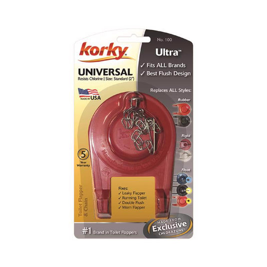 Korky Ultra High Performance Universal 2 Inch Toilet Flapper Red For Universal