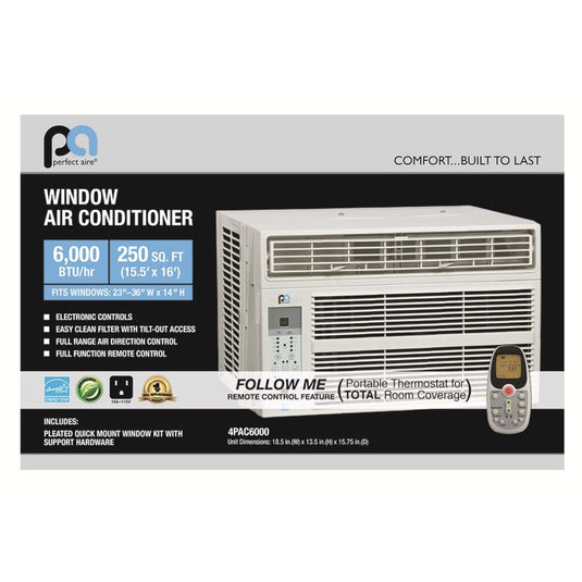 Perfect Aire 6000 BTU Window Air Conditioner w/Remote