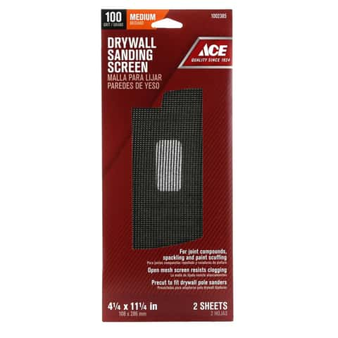 Ace 11-1/4 in. L X 4-1/4 in. W 100 Grit Silicon Carbide Drywall Sanding Screen 2 pk