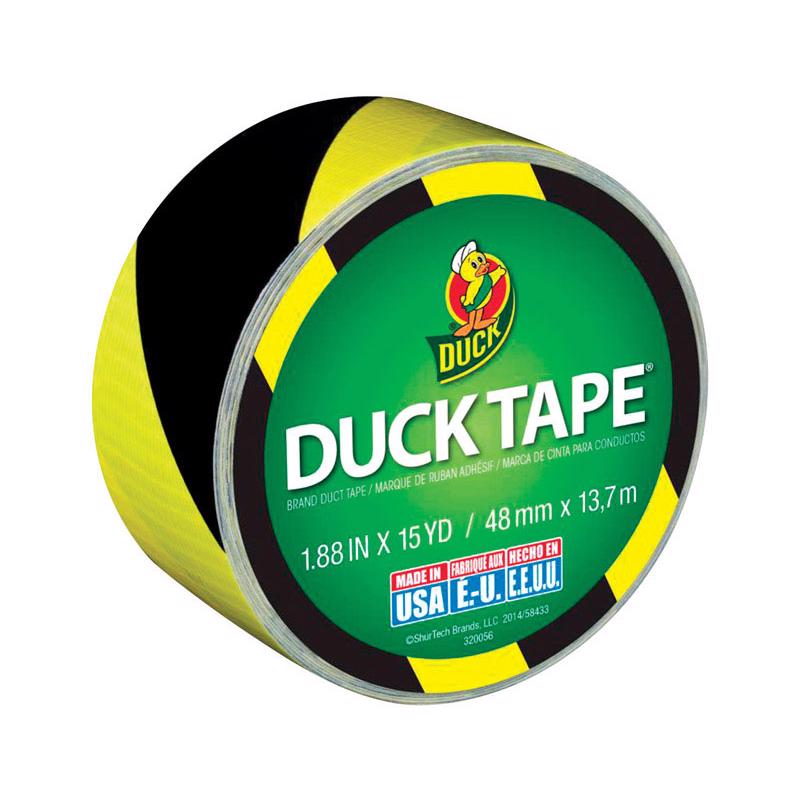 Load image into Gallery viewer, Duck 1.88 in. W X 15 yd L Black/Yellow Stripe Duct Tape
