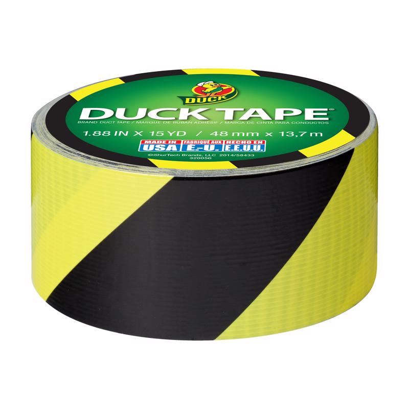 Load image into Gallery viewer, Duck 1.88 in. W X 15 yd L Black/Yellow Stripe Duct Tape
