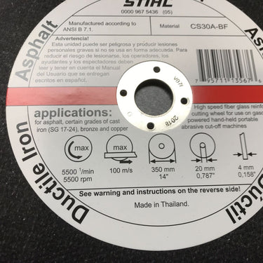 STIHL 14" Asphalt/Ductile Wheel 0835 030 8001