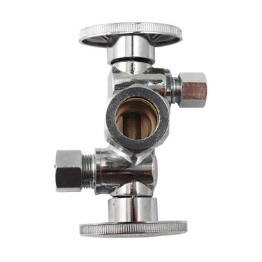 Keeney 3/8 in. Compression X 3/8 in. Compression Brass Dual Outlet Angle Stop