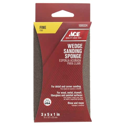 Load image into Gallery viewer, Ace 5 in. L X 3 in. W X 1 in. 120 Grit Fine Wedge Sanding Sponge
