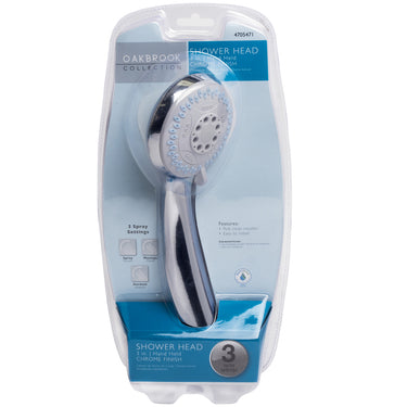 Oakbrook Collection Chrome PVC 3 settings Handheld Showerhead 1.8 gpm