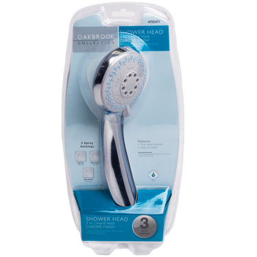 Oakbrook Collection Chrome PVC 3 settings Handheld Showerhead 1.8 gpm