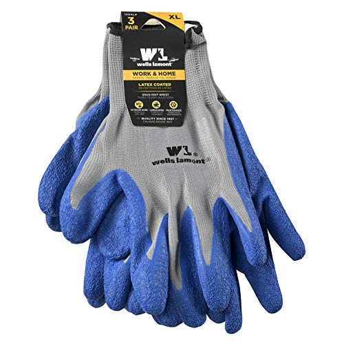 Load image into Gallery viewer, Wells Lamont 3 Pair Pack Latex Grip Work Gloves Extra Large  Grey
