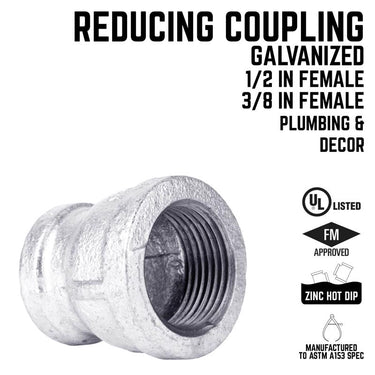 STZ Industries 1/2 in. FIP each X 3/8 in. D FIP Galvanized Malleable Iron Reducing Coupling