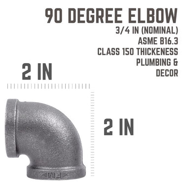 STZ Industries 3/4 in. FIP each X 3/4 in. D FIP Black Malleable Iron 90 Degree Elbow