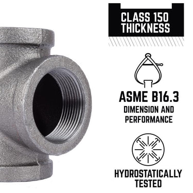 STZ Industries 1/2 in. FIP each X 1/2 in. D FIP 1/2 in. D FIP Black Malleable Iron Tee