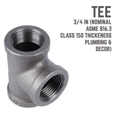 STZ Industries 3/4 in. FIP each X 3/4 in. D FIP 3/4 in. D FIP Black Malleable Iron Tee