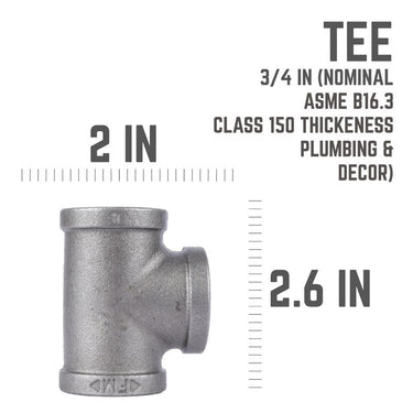 STZ Industries 3/4 in. FIP each X 3/4 in. D FIP 3/4 in. D FIP Black Malleable Iron Tee