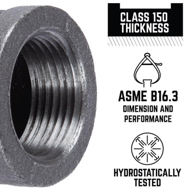 STZ Industries 3/4 in. FIP each X 3/4 in. D FIP 3/4 in. D FIP Black Malleable Iron Tee