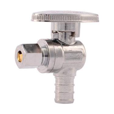 SharkBite 1/2 in. PEX Barb Compression Brass Quarter Turn Angle Stop Valve