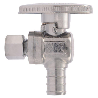 SharkBite 1/2 in. PEX Barb Compression Brass Quarter Turn Angle Stop Valve