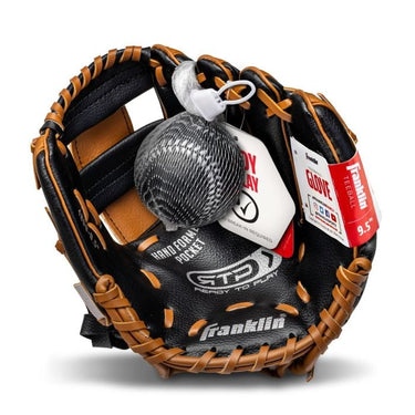 Franklin Sports RTP™ 9.5" Performance T-Ball Fielding Glove (Black/Brown) Right-Hand Throw