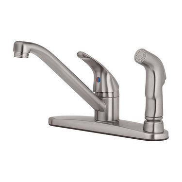 Oakbrook Collection Essentials One Handle Brushed Nickel Kitchen Faucet Side Sprayer Included