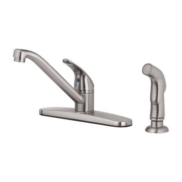 Oakbrook Collection Essentials One Handle Brushed Nickel Kitchen Faucet Side Sprayer Included