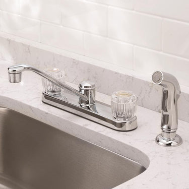 Oakbrook Collection Essentials Two Handle Chrome Kitchen Faucet Side Sprayer Included