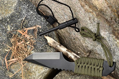 7 Hunting Knife with Fire Starter : 440 Steel Blade Steel