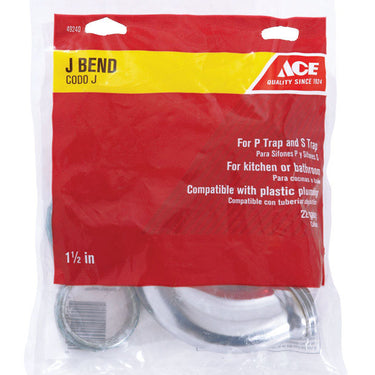 Ace 1-1/2 in. D Chrome Plated Brass J Bend
