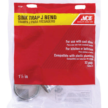 Ace 1-1/2 in. D Chrome Plated Brass J Bend