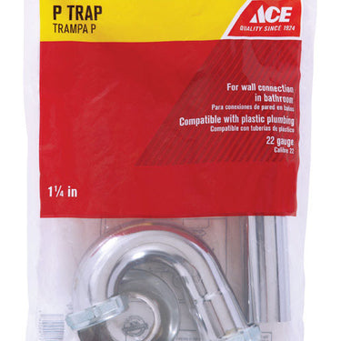 Ace 1-1/4 in. D Chrome Plated Brass P Trap