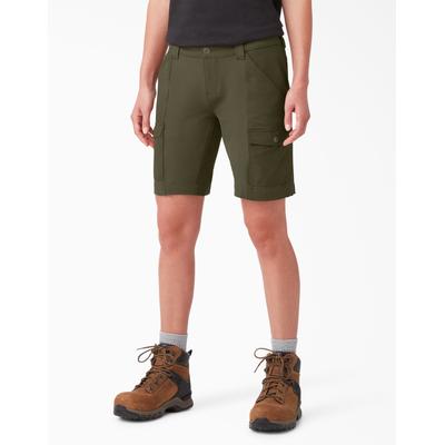 Dickies Women's Cooling Slim Fit Cargo Shorts (Military Green) 10