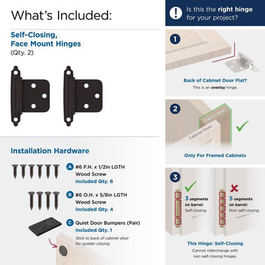 Amerock 1-13/16 in. W X 2-3/4 in. L Oil Rubbed Bronze Black Steel Variable Hinge 10 pk