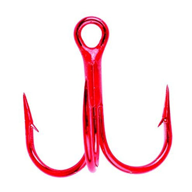 Eagle Claw Lazer 3X Treble Short Shank Round Bend #8 5-Pack (Red)