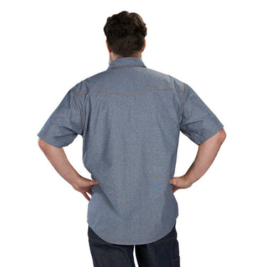 Key Brand Chambray Short Sleeve Western Shirt (Blue Chambray) Size XXL